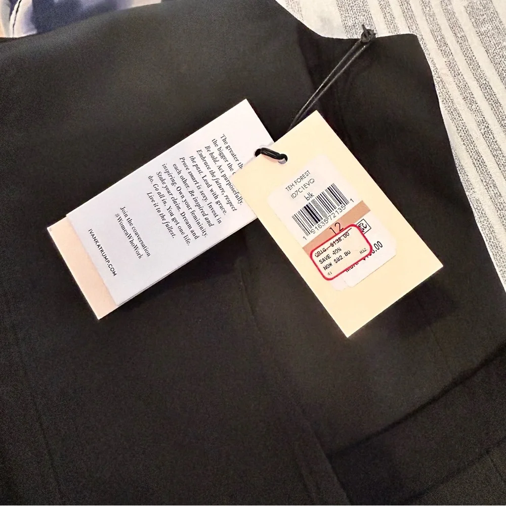 Ivanka Trump Black Sleeveless Cocktail Sheath Dress sz 12 Suede like Details NWT - Picture 8 of 8